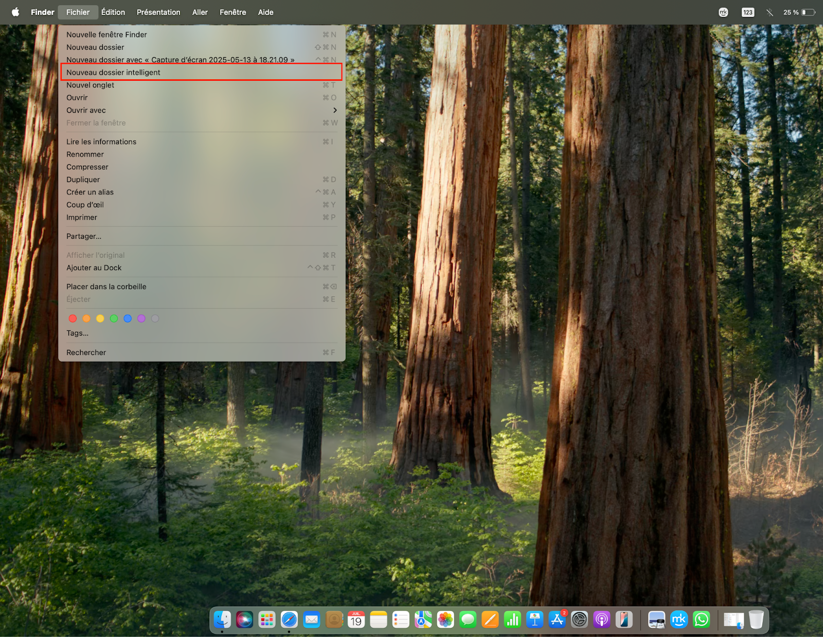 Voici comment retrouver les doublons sur Mac. Ouvrez Finder puis cliquez sur Fichier dans la barre des menus sur Mac pour créer un nouveau dossier intelligent.