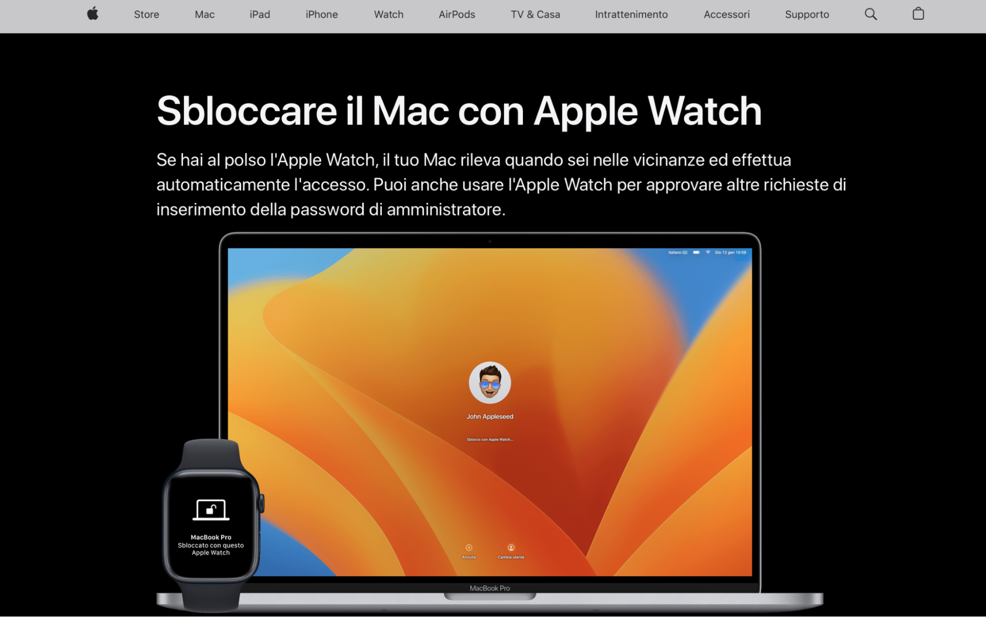 Promemoria per gli utenti Mac: se hai un Apple Watch, il laptop Apple può sbloccarsi automaticamente quando ti avvicini.