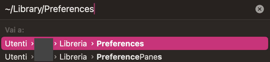 Infine, usa la finestra Vai alla cartella per raggiungere le altre cartelle ed eliminare i file delle impostazioni.