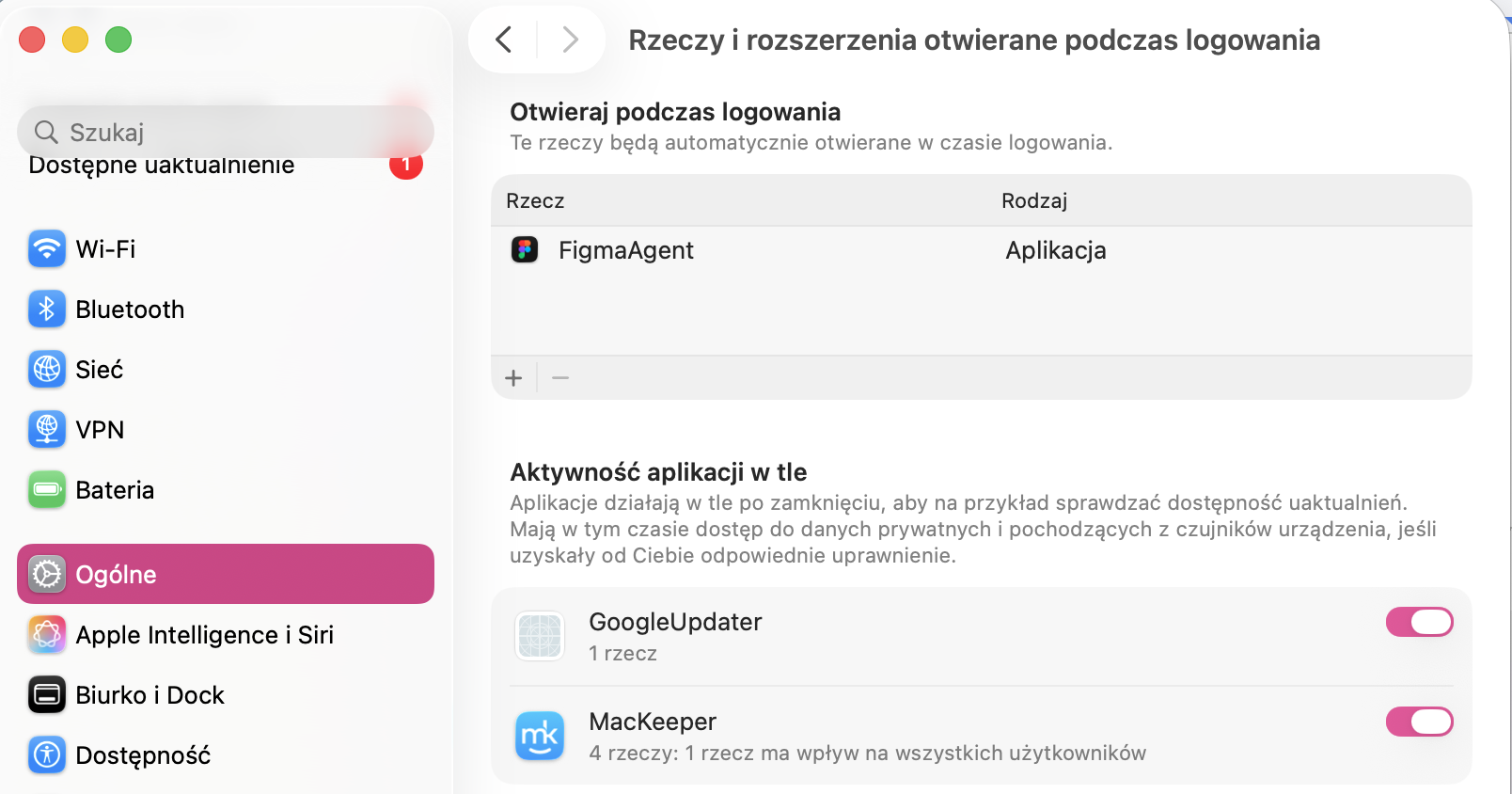Aby zoptymalizować Maca po najnowszych aktualizacjach macOS lub aplikacji, zalecamy usunięcie niepotrzebnych elementów logowania przy uruchamianiu, co pomoże przyspieszyć uruchamianie Maca po aktualizacji.