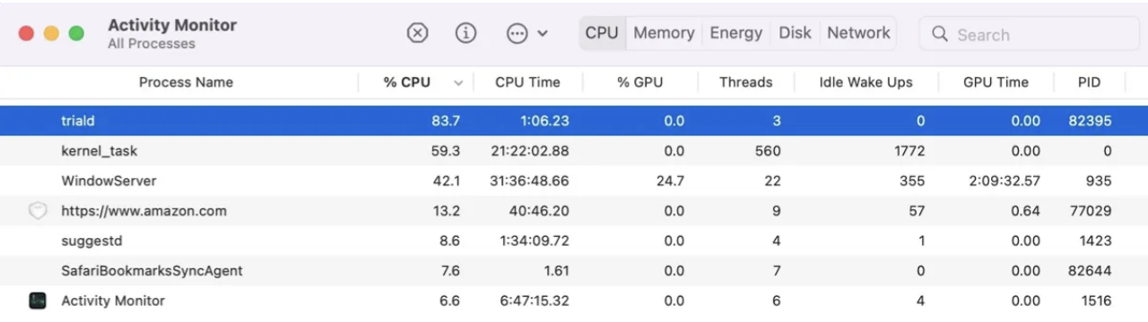 Triald on Mac refers to a process that runs in the background on your device, which is linked to Siri, Machine learning and other Siri-supported features. However, whether you use Siri or not, triald processes can be demanding on your resources and end up causing performance lags.