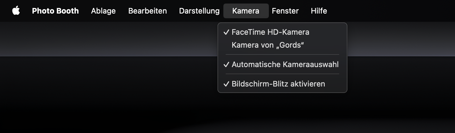 Die Kameraeinstellungen von Photo Booth werden in der Menüleiste des Mac angezeigt. Mac-Besitzer können Photo Booth verwenden, um Videos für soziale Medien zu erstellen. Die Kameraeinstellungen von Photo Booth werden in der Menüleiste des Mac angezeigt. Mac-Besitzer können Photo Booth verwenden, um Videos für soziale Medien zu erstellen.