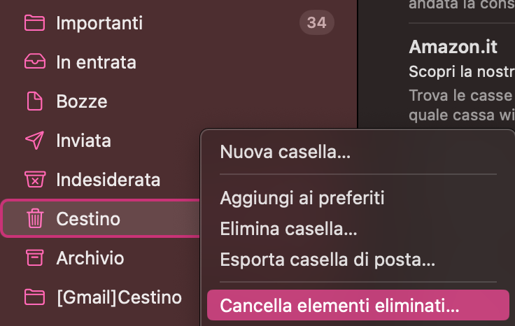 Una volta eliminata l’email scelta dalla tua casella di posta, è importante andare nel Cestino e cliccare su Elimina elementi eliminati per rimuoverli completamente dal tuo sistema.