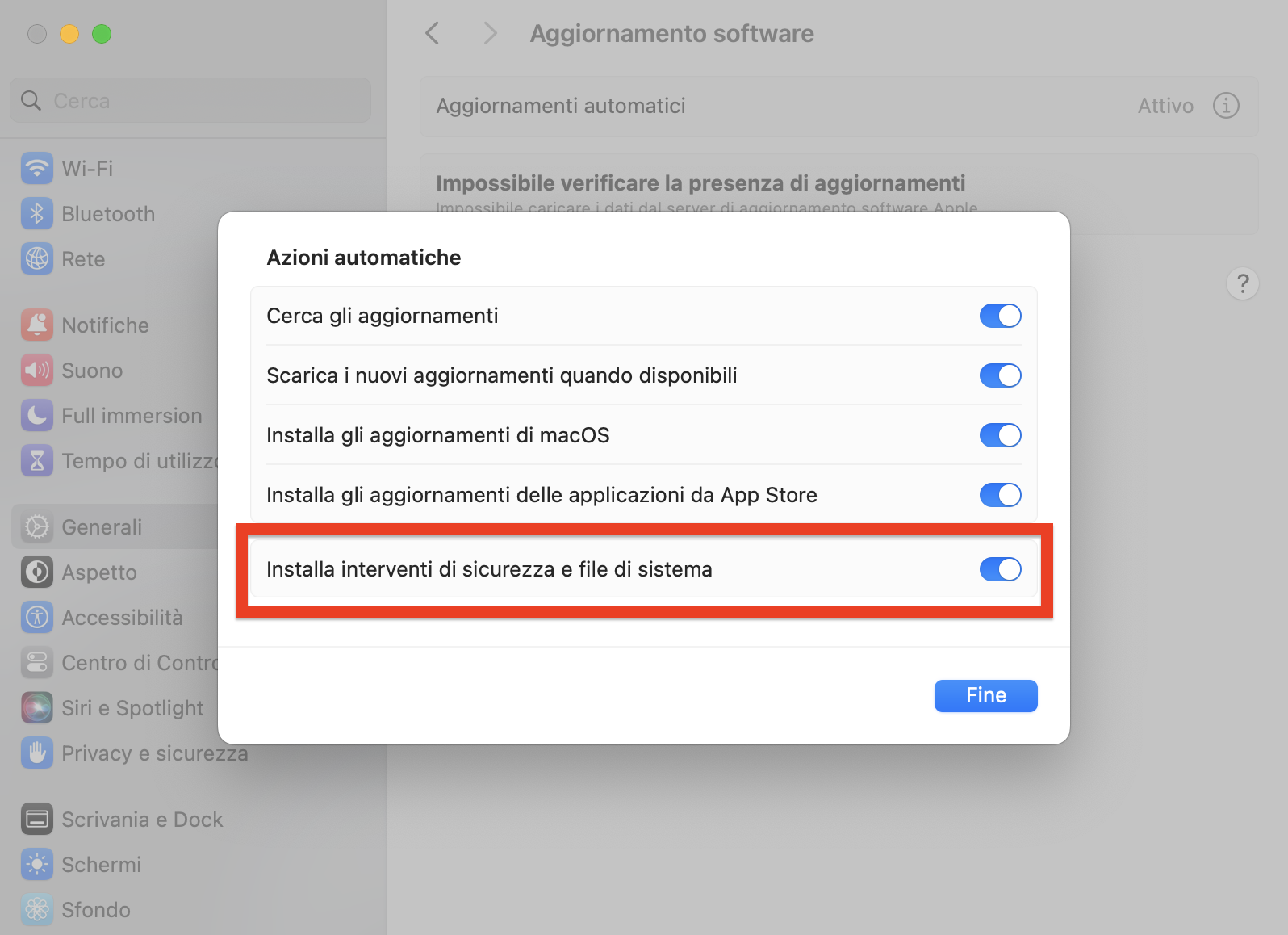Ora, controllate che il vostro Mac sia impostato per scaricare e installare automaticamente gli aggiornamenti. In questo modo ci si assicurerà che XProtect funzioni correttamente e protegga il Mac.