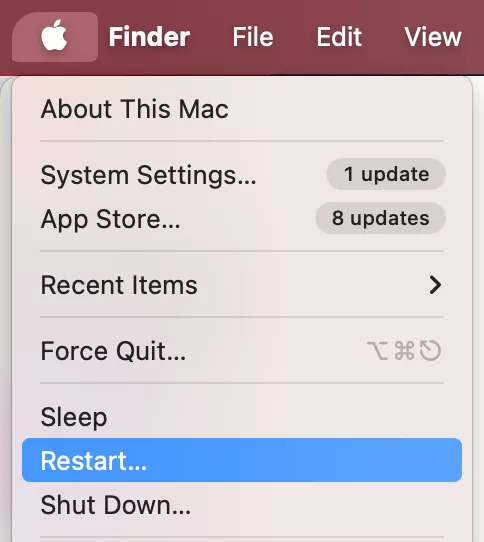 Click the Apple menu, select Restart, wait for your Mac to reboot, then reinsert your SD card into the slot to resume troubleshooting.
