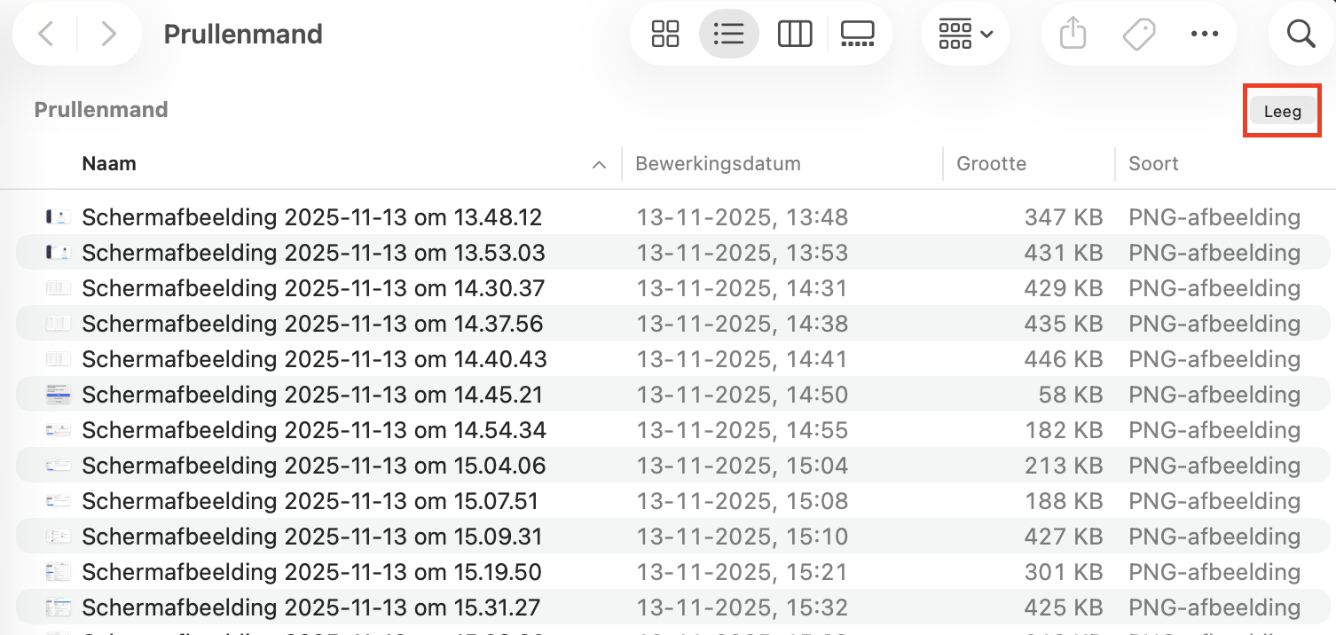 Maak het bureaublad van je Mac regelmatig leeg om te voorkomen dat je te veel RAM gebruikt. Sleep bestanden die je niet meer gebruikt naar de Prullenmand en leeg vervolgens de Prullenmand.