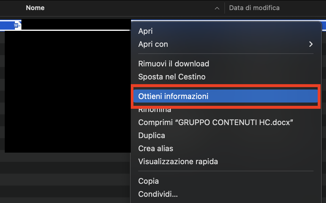 Se la funzione copia e incolla non funziona sul tuo Apple Mac, fai clic sul file o sulla cartella che desideri modificare e seleziona Ottieni informazioni per visualizzarne le proprietà.
