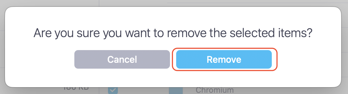 MacKeeper's confirmation dialog on an Apple device showing the Remove button to delete Chromium and all its leftover files at once.