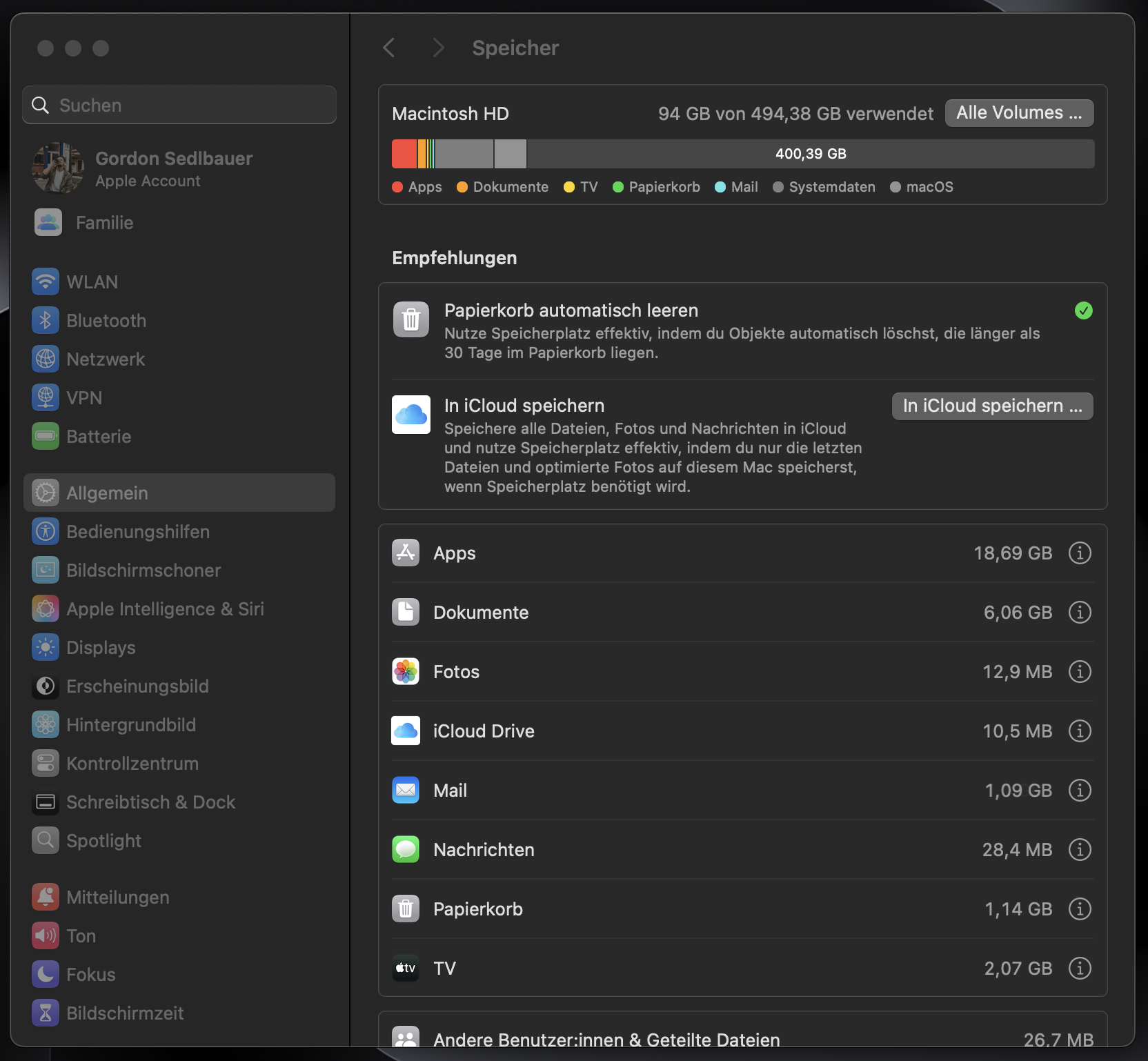 Sehen Sie sich die Empfehlungen an und befolgen Sie diese, um die Speichernutzung Ihres Mac zu optimieren.