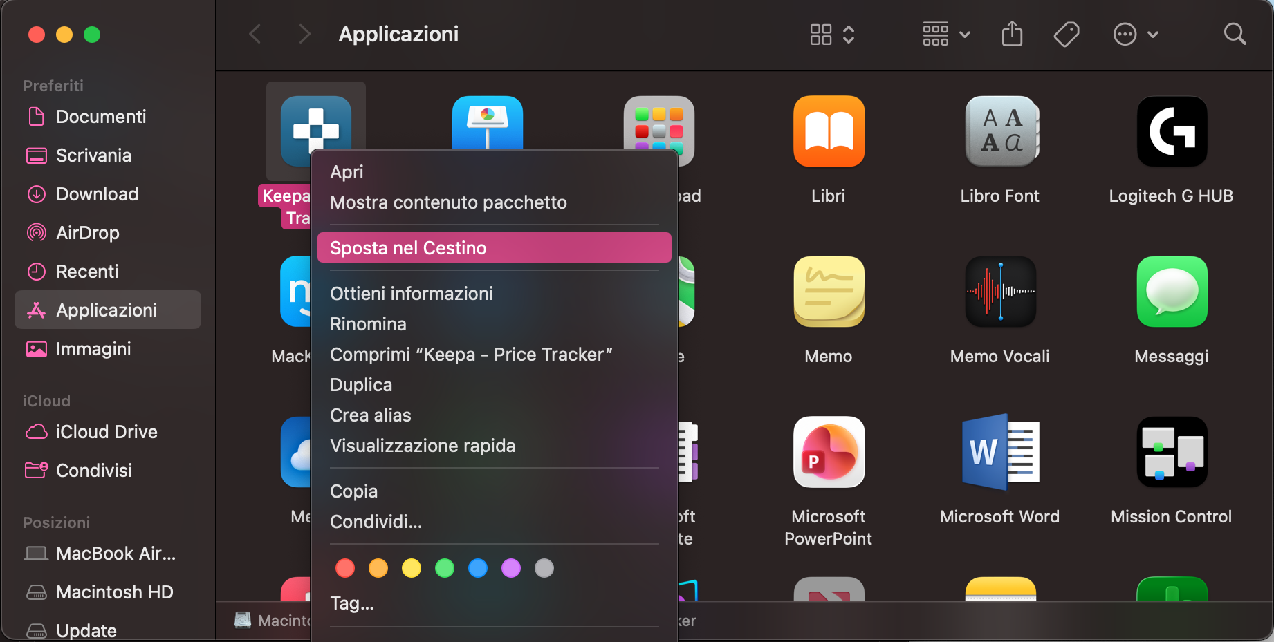 Dopo questo passaggio, potrai vedere il file principale dell’estensione nella cartella Applicazioni del Finder ed eliminarlo per rimuovere l’estensione dal tuo Mac.