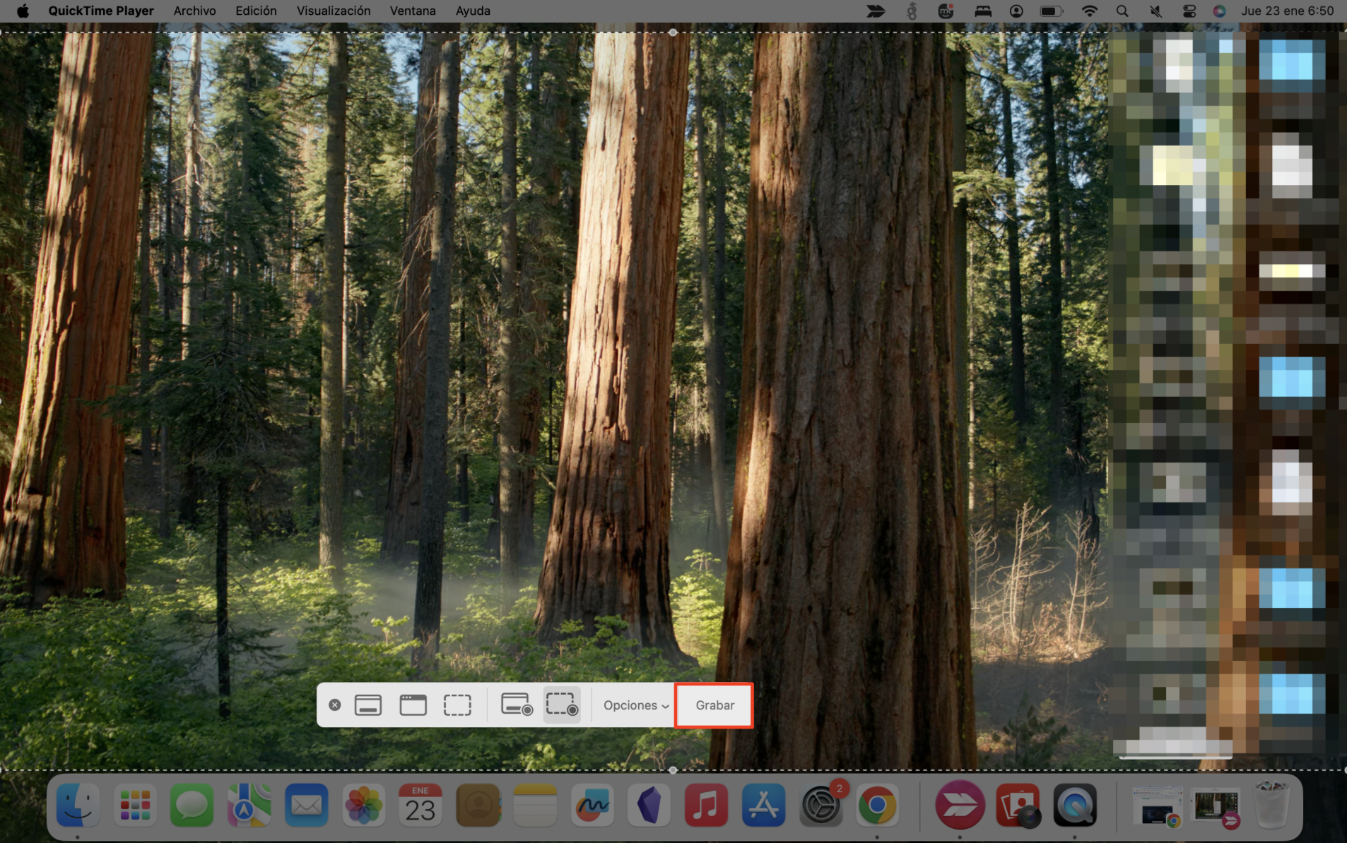 Imagen que muestra QuickTime Player de Mac contra el escritorio. QuickTime Player es ideal para principiantes o usuarios que quieran grabar sus pantallas. Imagen que muestra QuickTime Player de Mac contra el escritorio. QuickTime Player es ideal para principiantes o usuarios que quieran grabar sus pantallas.