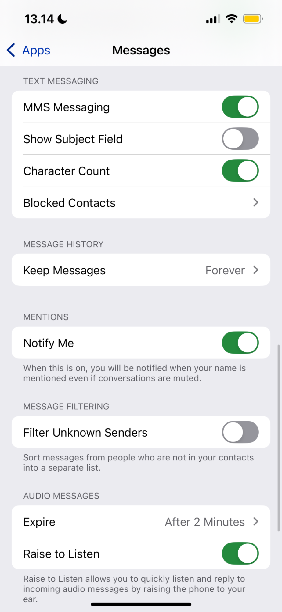 Under the Text Messaging field, you'll see a number of toggles. Switch on MMS Messaging. Your changes should sync across all devices where you use the same Apple Account.