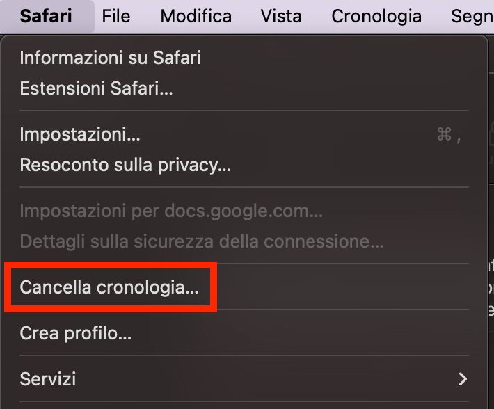 Per cancellare la cronologia in Safari, apri l’opzione Cancella cronologia dalla barra dei menu di Safari e seleziona di nuovo Cancella cronologia per completare l’eliminazione.