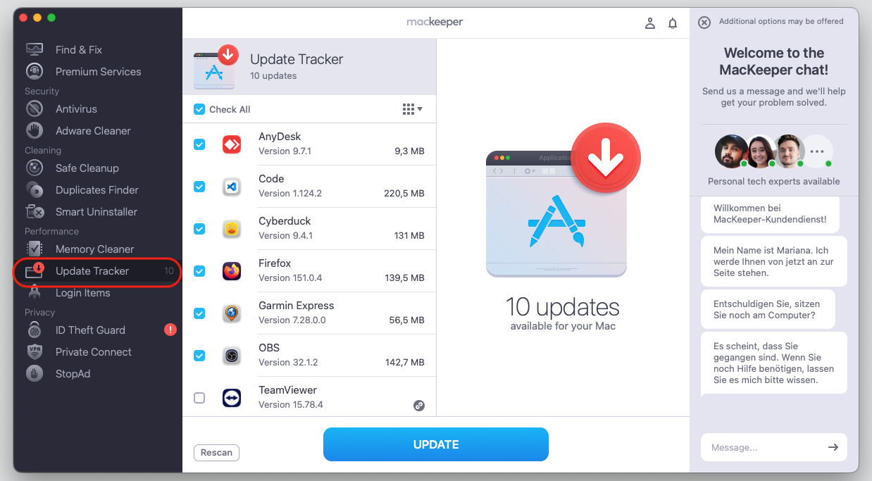 As an alternative, use MacKeeper's Update Tracker for an automated, safer way to search for and complete app updates on your Mac.