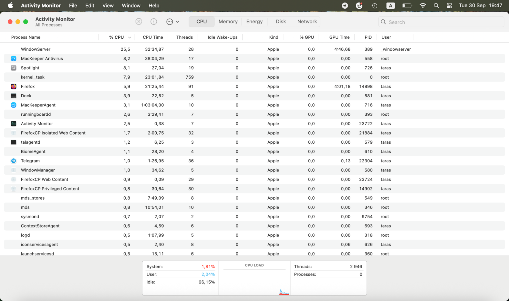 Open Activity Monitor, go to the Memory tab, and review App Memory usage to confirm it has decreased after uninstalling unnecessary applications.