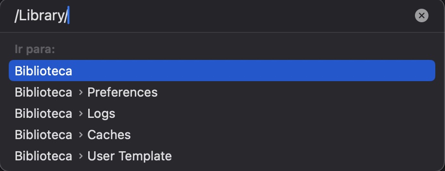 Na caixa de texto, digite o caminho: /Library e pressione Enter para ir para a sua Library, onde você pode procurar manualmente em seus arquivos e pastas por qualquer software keylogger ou malware potencial.