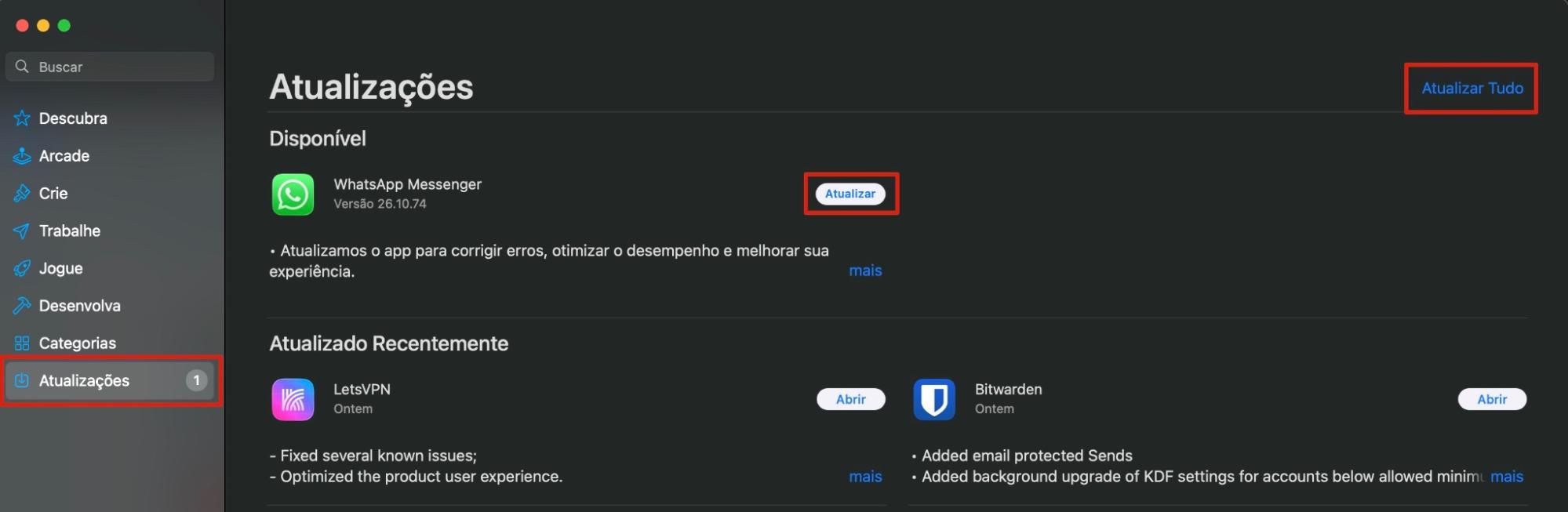 Verifique as atualizações do macOS para corrigir problemas de câmera no Mac. Para verificar as atualizações disponíveis para os aplicativos, abra a App Store e clique em Atualizações na barra lateral esquerda. Todos os aplicativos com atualizações disponíveis exibirão o botão correspondente.