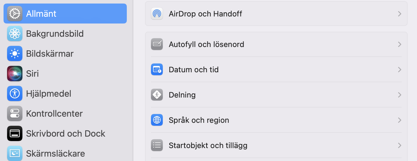 I Systeminställningar klickar du på fliken Allmänt och sedan på Startobjekt och tillägg för att kunna ta bort de du inte längre behöver – i hopp om att snabba upp din Mac.