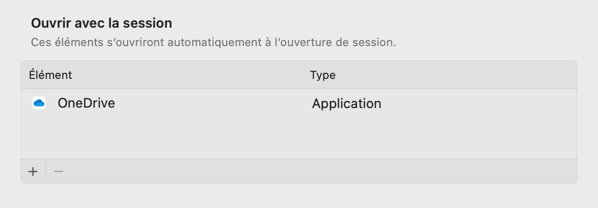 Si vous ne pouvez pas vider la corbeille sur votre Mac, vous devrez peut-être fermer des programmes et désactiver les éléments de connexion. Allez dans Réglages Système > Ouverture et extensions et appuyez sur l'icône moins.