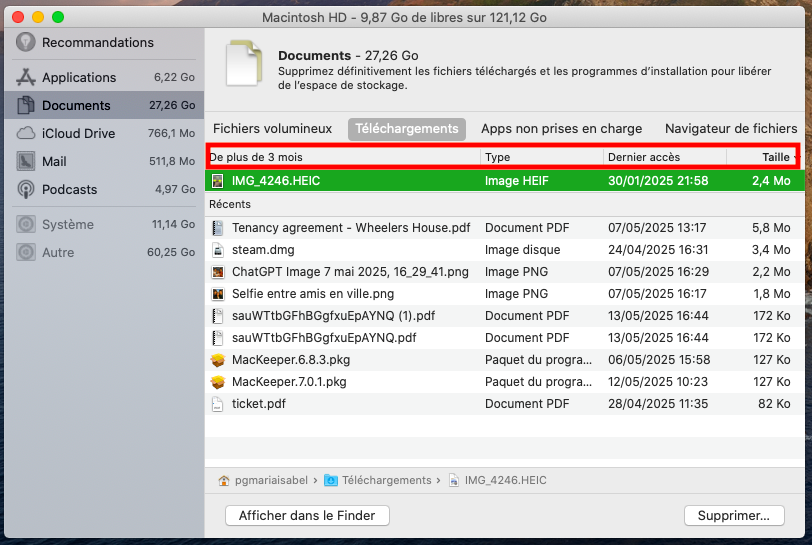 Pour effacer les téléchargements indésirables de votre Mac, rendez-vous dans Documents puis ouvrez  Téléchargements.