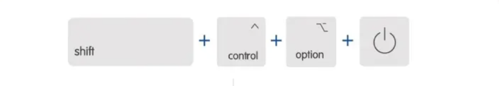  To reset SMC, start by turning off your Mac. Power it back on while holding down Shift + Control + Option + Touch ID for 10 seconds. Release and allow your device to restart.