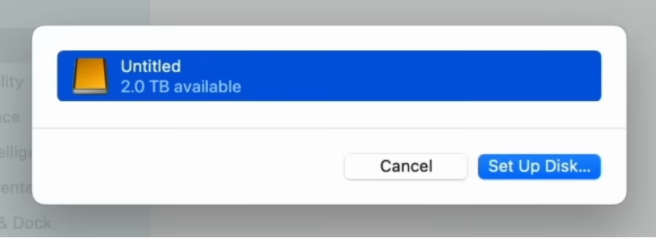 To back up your Mac to resolve the diskimagesiod issue, click Set Up Disk and wait until the process is complete.