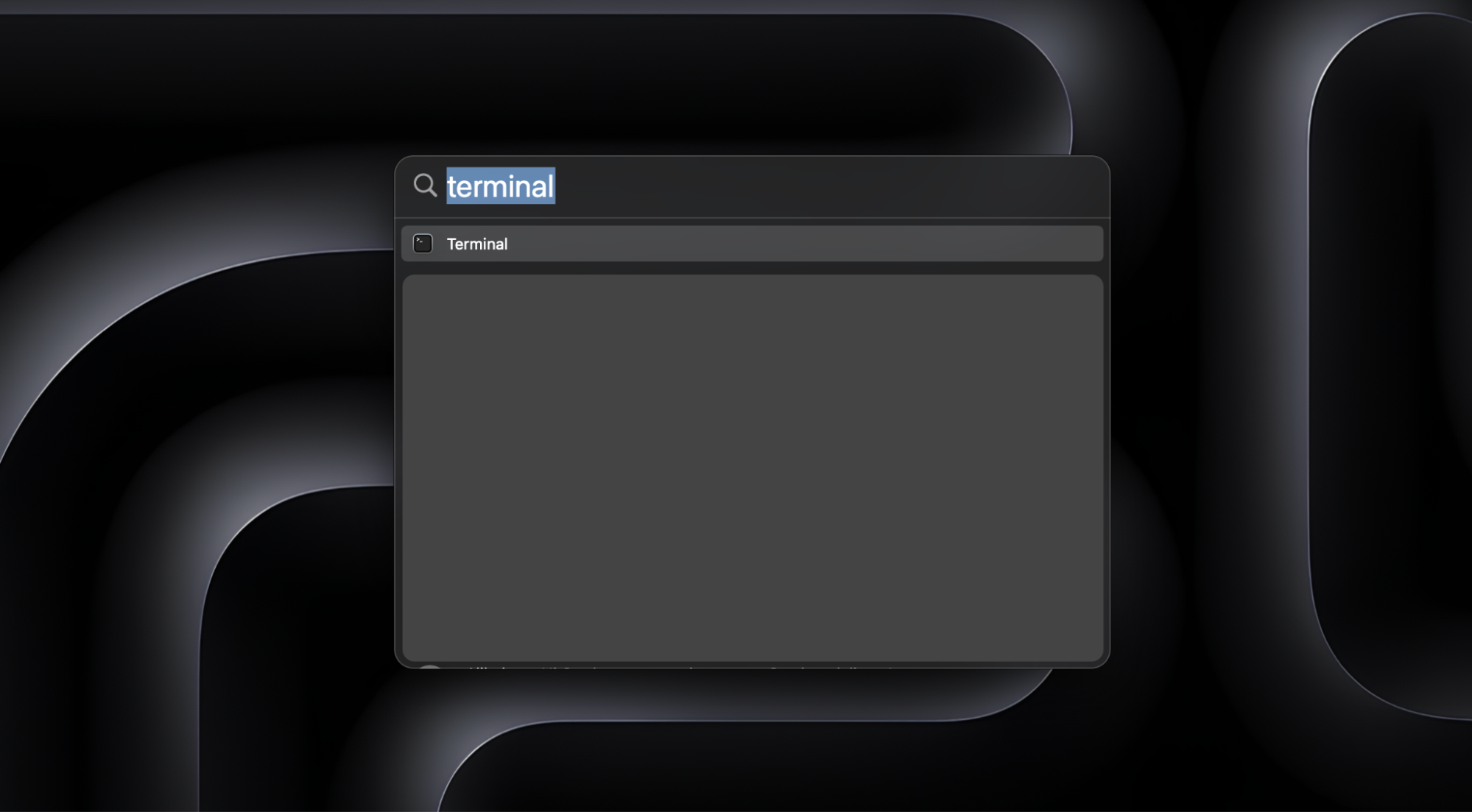 Um die App zu Öffnen, geben Sie Terminal ein und öffnen Sie die App.