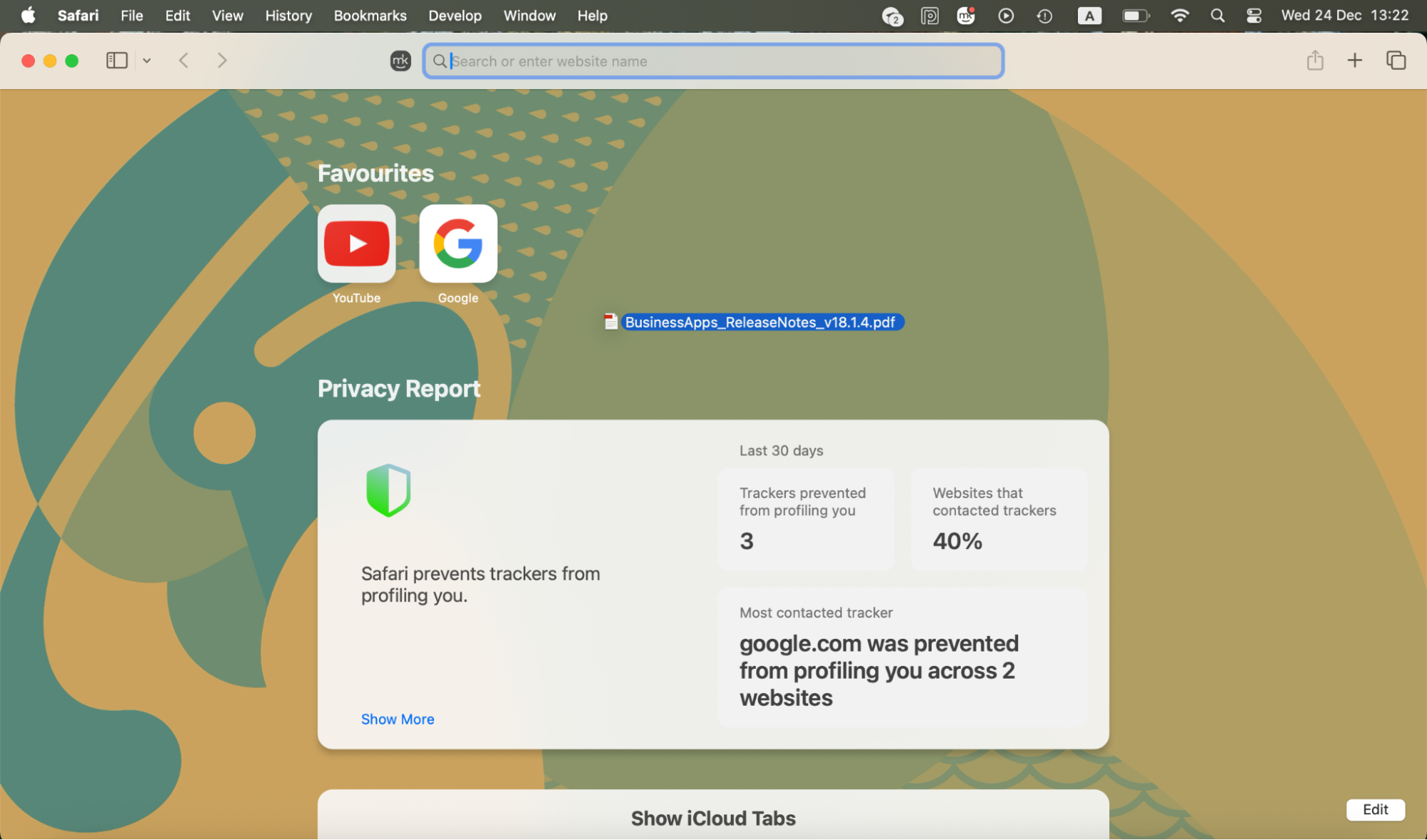 Open Safari and drag the protected PDF into the browser window to view the document and access print options for saving an unlocked copy.