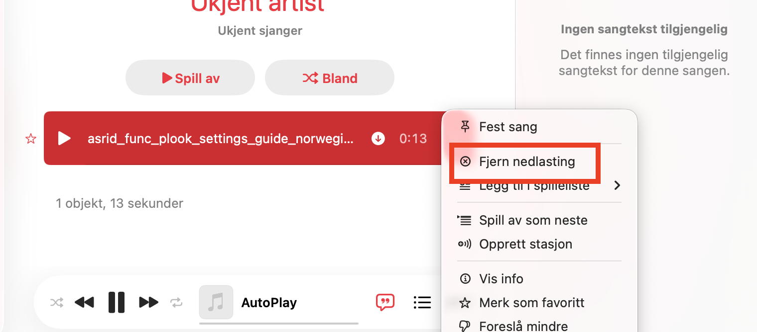 I menyen med tre prikker, velg alternativet Fjern nedlasting for å begynne å fjerne spor.