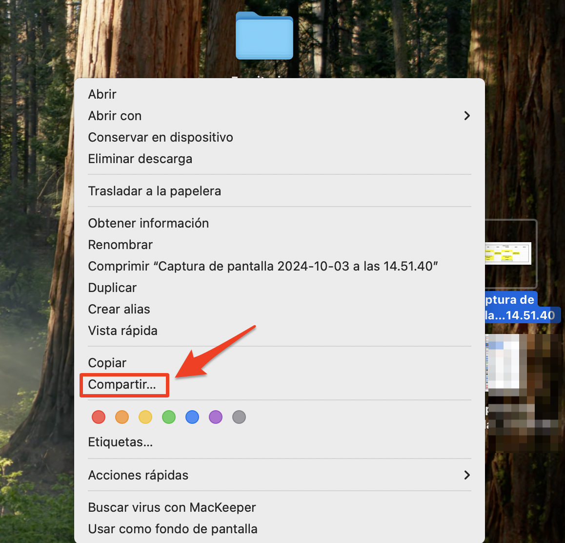El menú del botón derecho del Mac muestra la opción Compartir. Para transferir datos de Mac a Mac mediante iMessage, haz clic en Compartir. El menú del botón derecho del Mac muestra la opción Compartir. Para transferir datos de Mac a Mac mediante iMessage, haz clic en Compartir.
