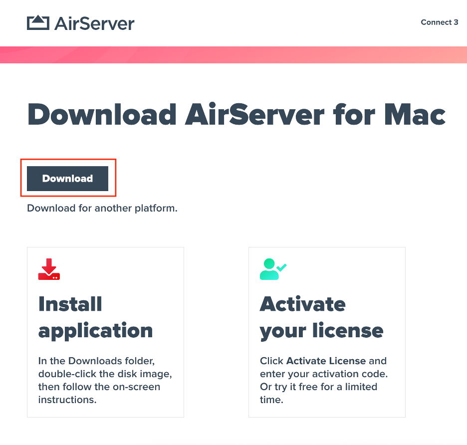 To mirror your iPhone on your Mac, download, install, and launch AirServer or a similar third-party app.