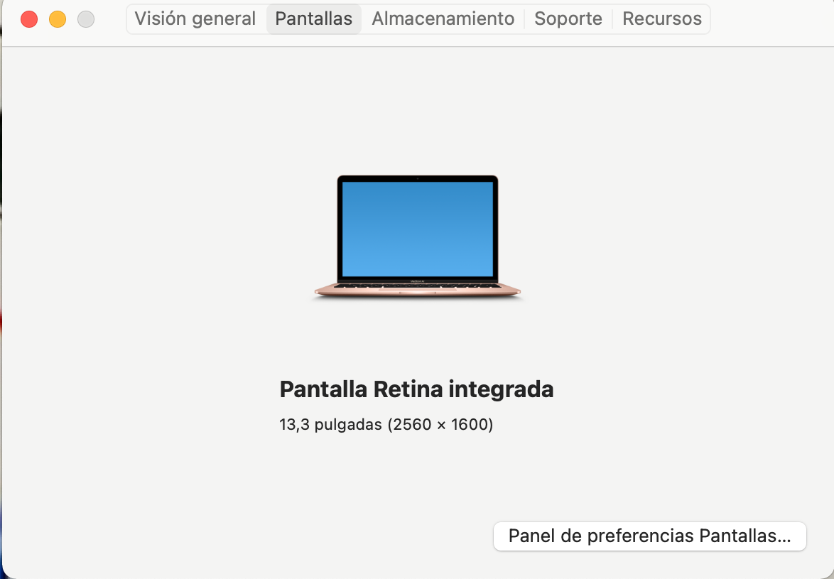 Acerca de este Mac > Pantalla Acerca de este Mac > Pantalla