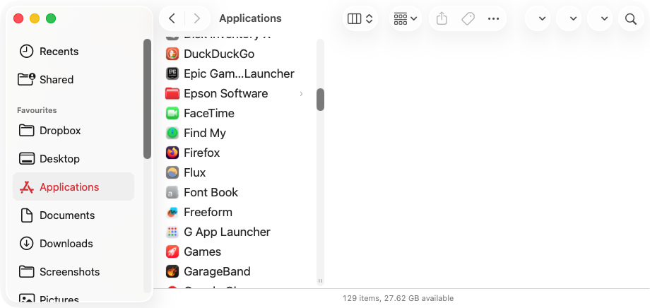 The FaceTime app is stored in your Applications folder. To start the app from there, simply navigate to the folder, then double-click the FaceTime icon.