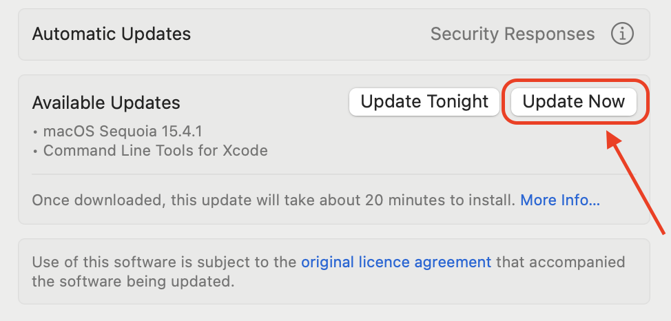 Click Update Now if an update is available to install the latest macOS fixes that may resolve iCloud Photos syncing issues on your Mac.
