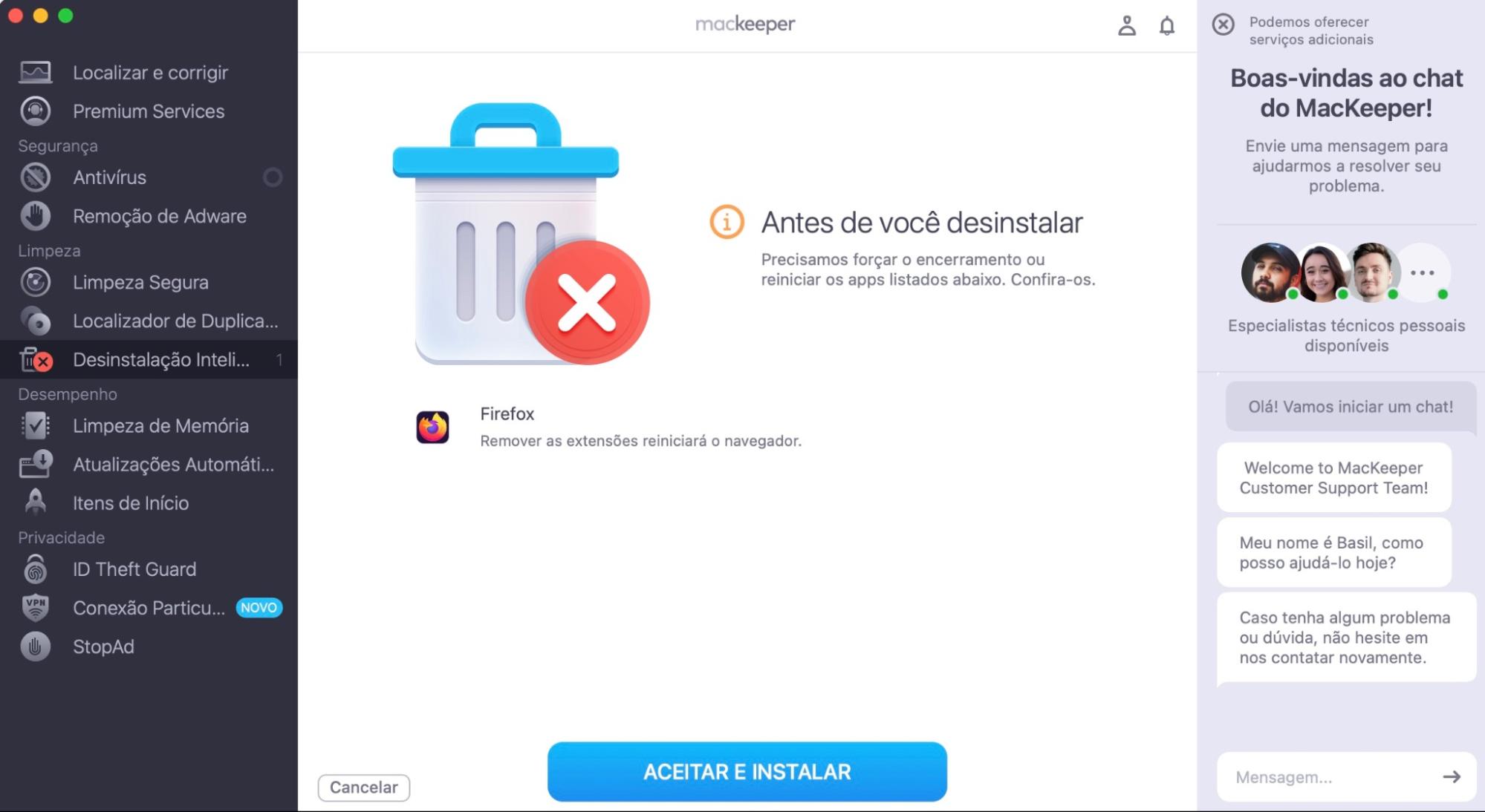 Por fim, revise os resultados e clique em Aceitar e Desinstalar para remover as extensões problemáticas do navegador do seu Mac.