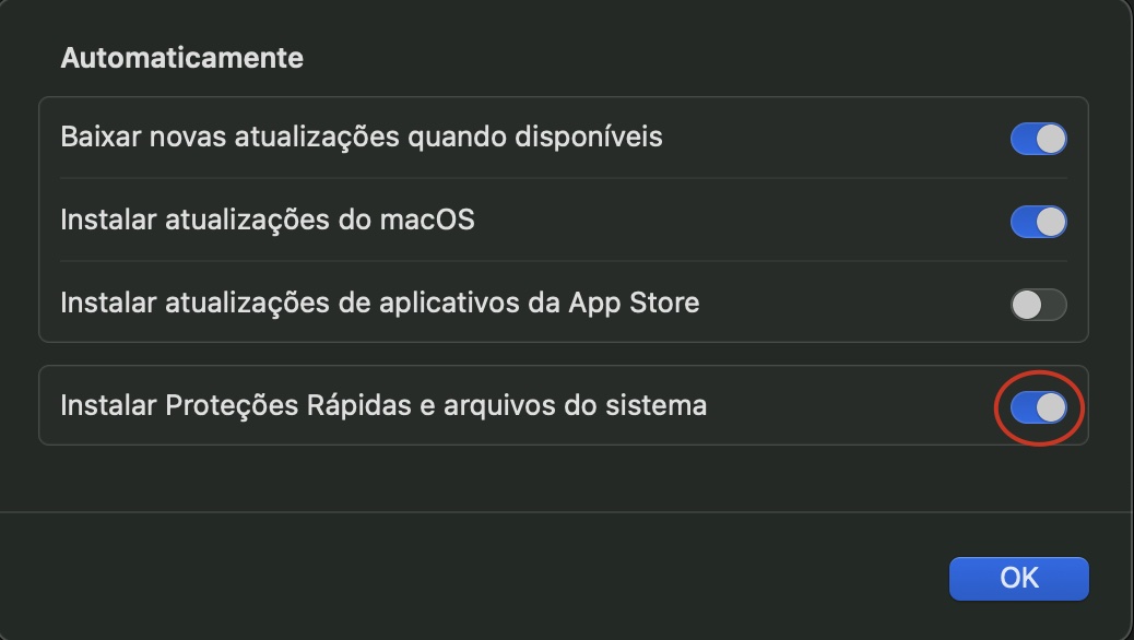 A opção 'Instalar Proteções Rápidas e arquivos do sistema’ está destacada com uma caixa vermelha para indicar que deve ser desmarcada pelo usuário