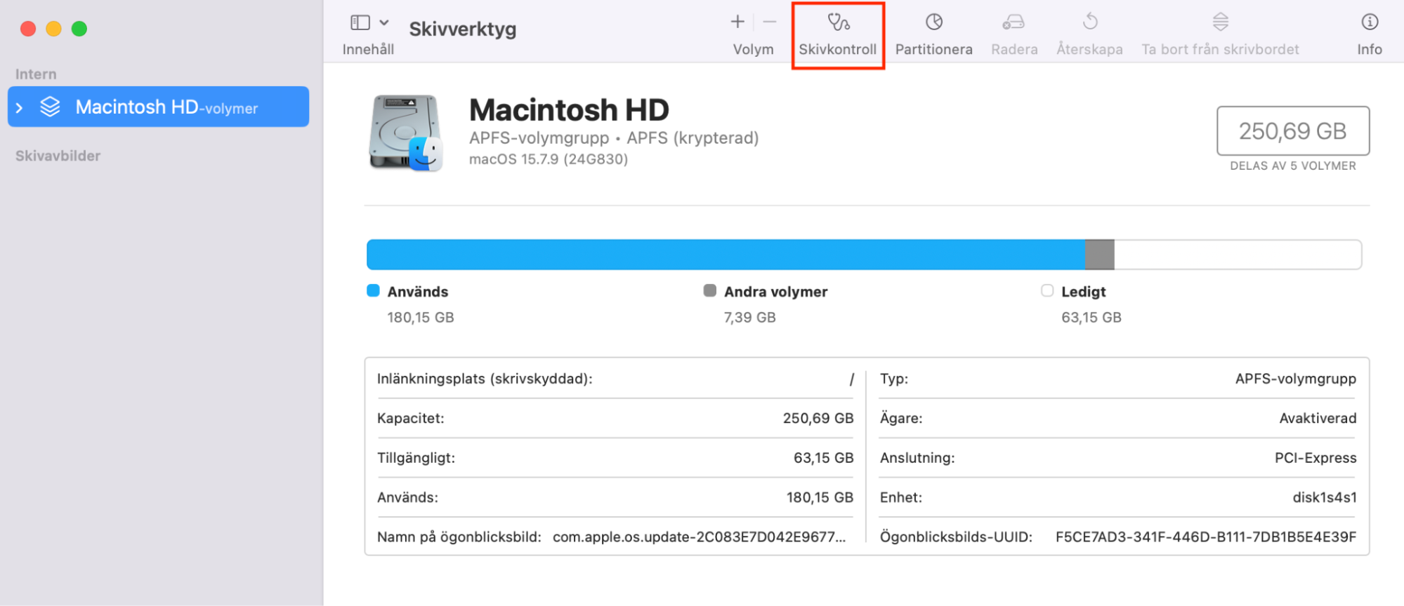 I appen Skivverktyg hittar du knappen Skivkontroll, placerad högst upp till höger på skärmen. Klicka på den
