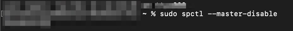 Geben Sie den Befehl sudo spctl --master-disable ein.