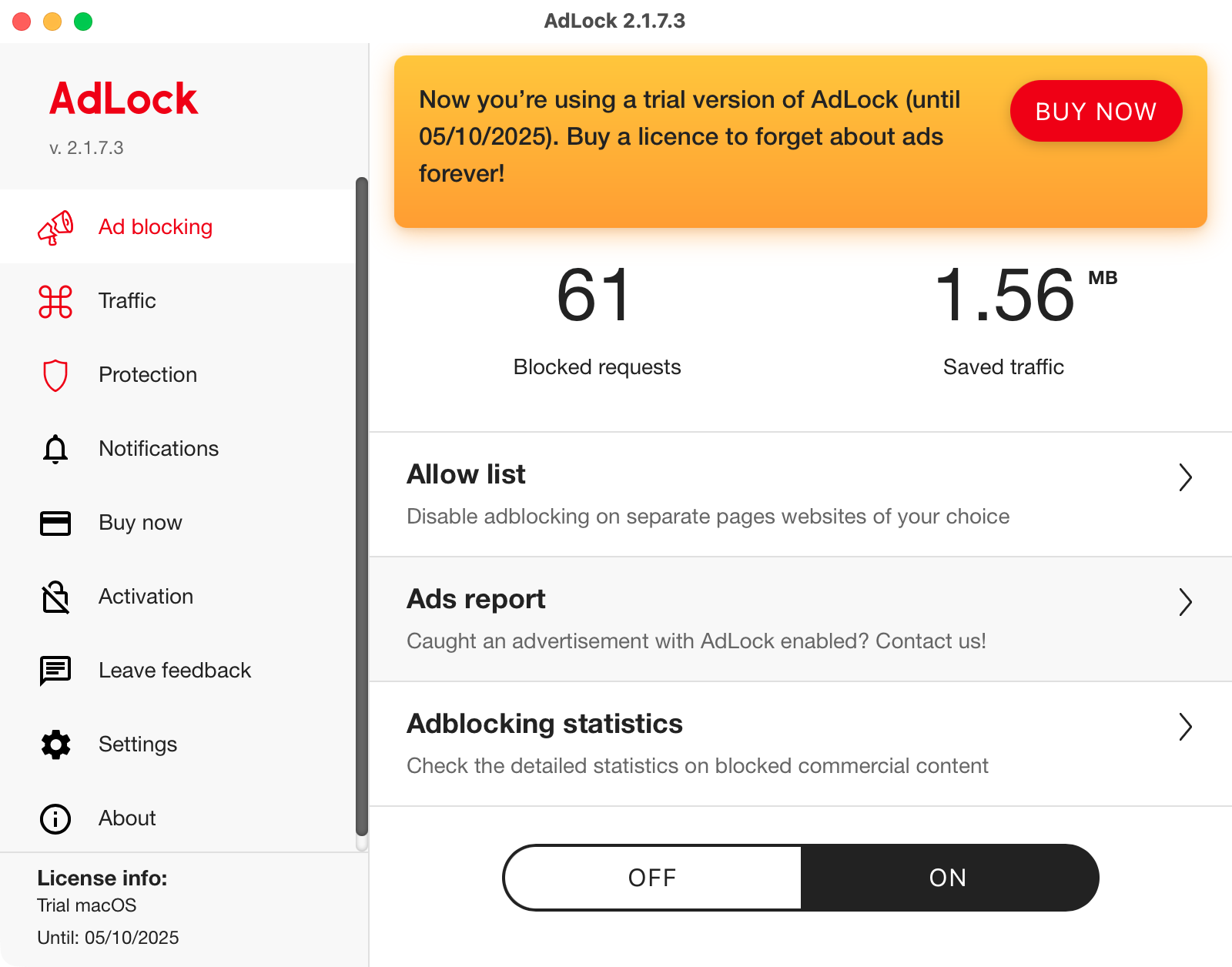 Most ad blockers are web browser extensions, but Adlock is a full macOS app, which installs system extensions on your Mac to block ads and trackers.