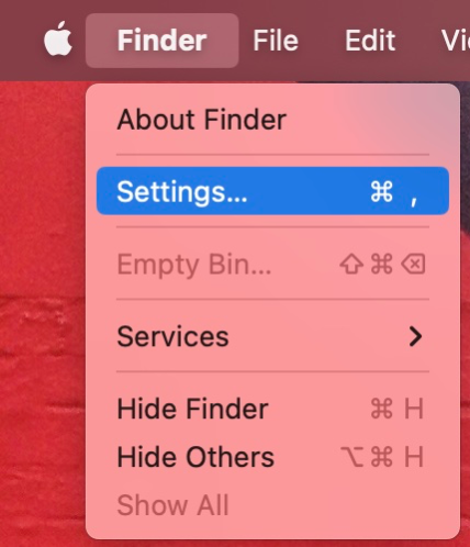 To automate the deletion of the Trash files, select Settings under the Finder menu in the menu bar.