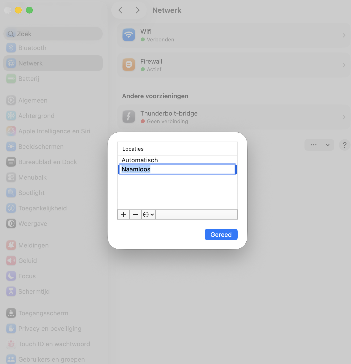 Ga verder door de nieuwe locatie aan te maken en klik op Gereed. Zoek deze daarna in de lijst met locaties, selecteer deze en pas de wijzigingen toe.