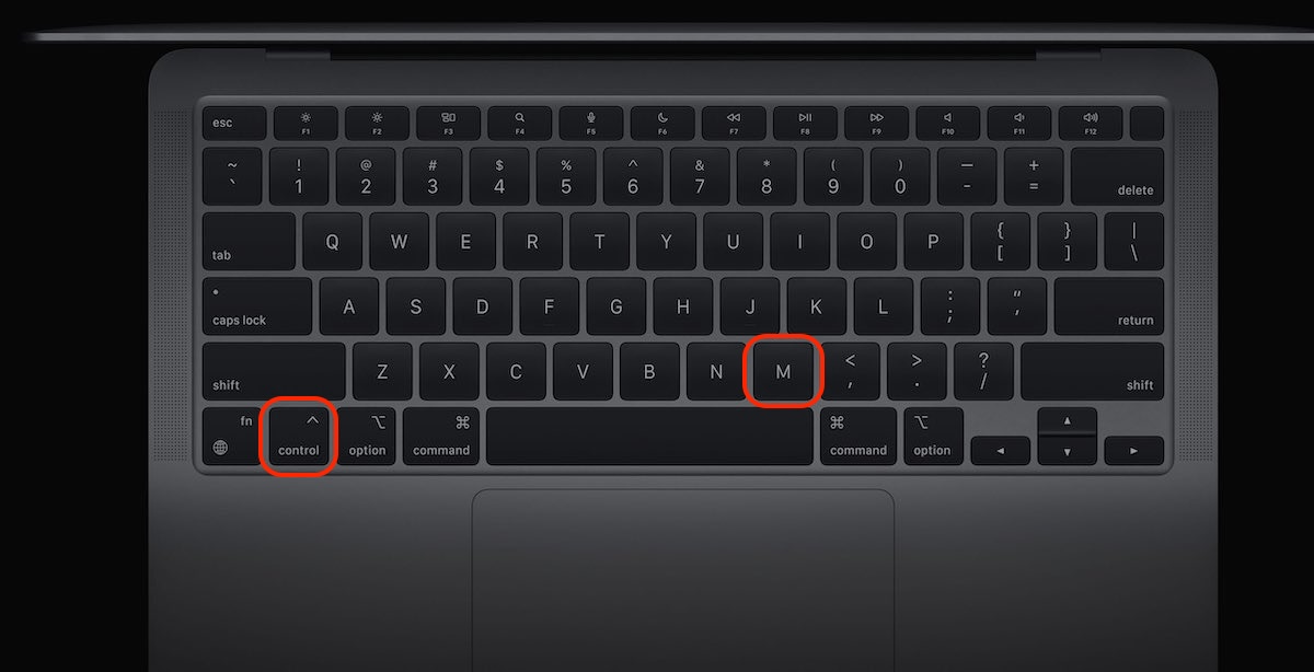 A Mac keyboard showing the shortcut you can press to mute an active tab inside Firefox on Mac.