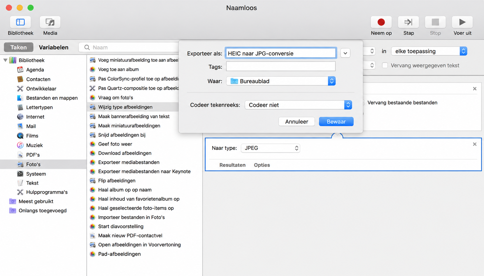 Wijzig de naam van het exportbestand naar HEIC naar JPG conversie. Je kunt dan de prompt zien in de Finder-app, en je kunt daarna alles eenvoudig wijzigen.