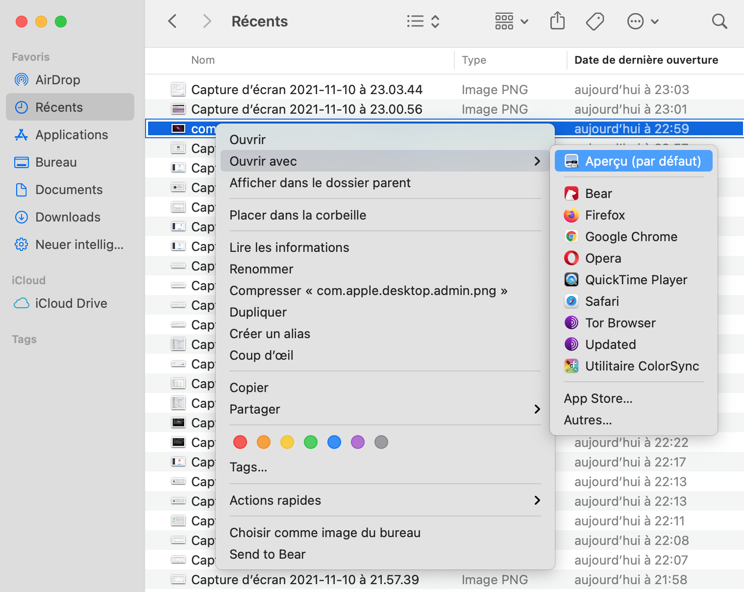 Ouvrir avec menu dans un Mac Ouvrir avec menu dans un Mac