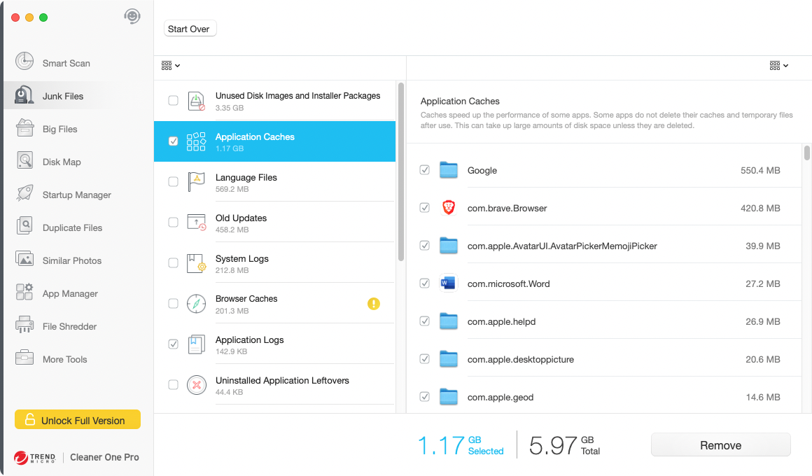 Get familiar with the Cleaner One Pro functionality and its Junk Files feature at one glance. After the scan is complete, you can tick the necessary boxes that should be deleted and click Remove. Get familiar with the Cleaner One Pro functionality and its Junk Files feature at one glance. After the scan is complete, you can tick the necessary boxes that should be deleted and click Remove.