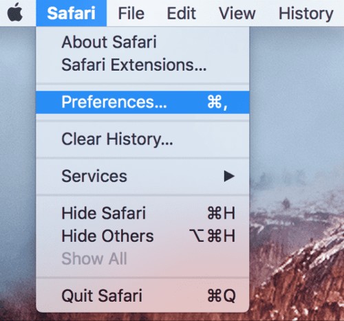 Begin this process by opening the Safari browser and clicking on the menu at the top of the screen to access settings to help delete the Safari cache on Mac.