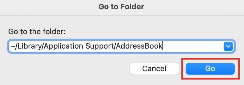 Path to the AddressBook folder Path to the AddressBook folder