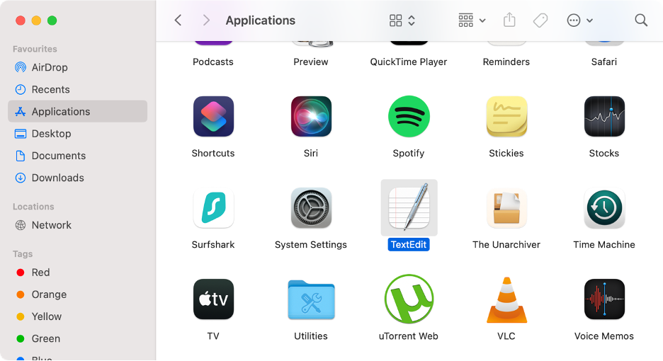 To view a .dat file from a text editor, open TextEdit on your Mac first from the Applications folder.