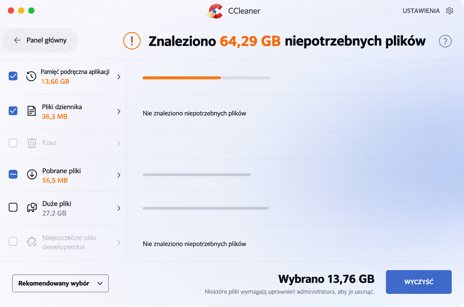 CCleaner to kolejne narzędzie, które może pomóc w oczyszczaniu Maca z niepotrzebnych plików. Znajdź raport z czyszczenia w aplikacji.