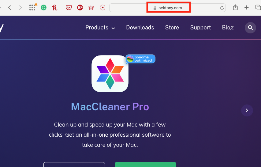 When visiting the Nektony website, make sure you're connected via HTTPS. This is indicated by the presence of the lock symbol in the address bar.